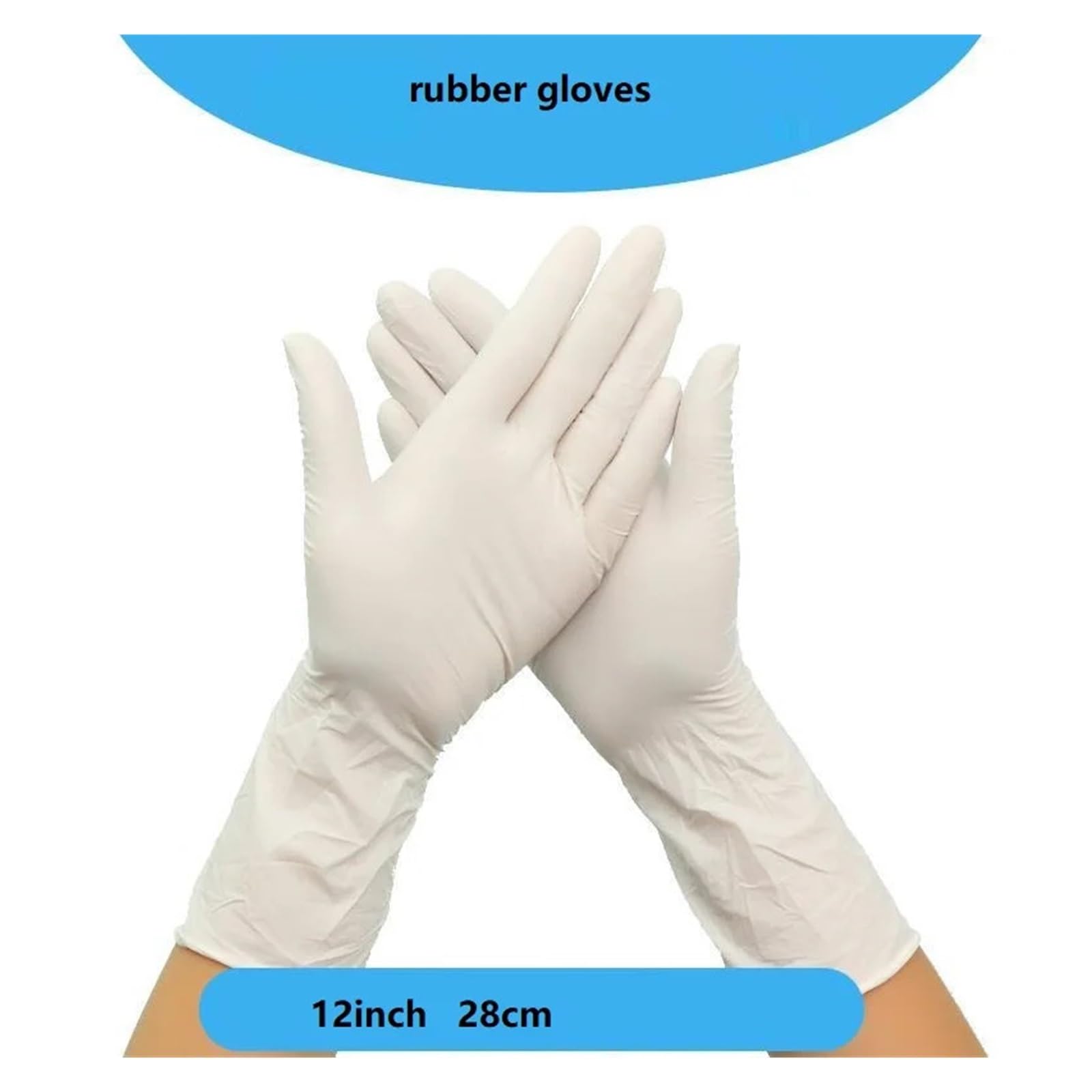 Guanti Cucina 10 paia/pacco Manica Lunga Guanti di Gomma Blu Pulizia Ristorazione Cibo Guanti in Nitrile da 12 pollici Guanti Spessi da 12 pollici(WHITE)