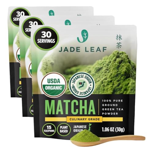 Image of Jade Leaf Matcha Organic Culinary Grade Matcha Powder - Japanese Green tea for Baking, Smoothies, Lattes, and Skin Care, 30g / 1.06 Ounce (Pack of 3)