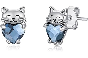 925 Sterling Silver Cat Earrings: Cute and Hypoallergenic Jewelry for Women and Girls