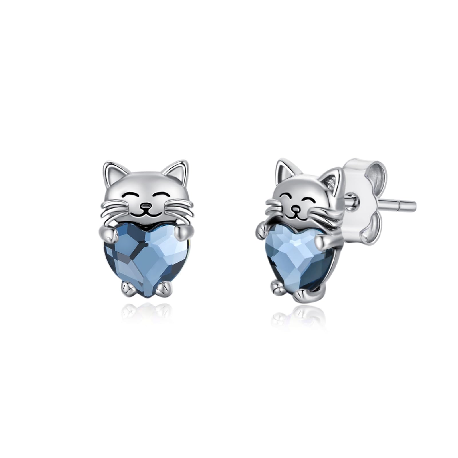 925 Sterling Silver Cat Earrings Cute Animal Kitten Stud Earrings cat Jewelry Gifts for Women Girls Hypoallergenic Earrings for Sensitive Ears