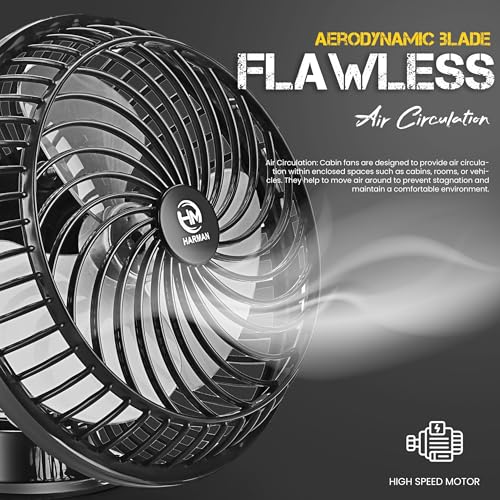 Image of HM Premium 9 inch Premium Cabin Fan 225 MM | Ultra High Speed 3 Blade Fan | 3 in 1 Multipurpose (Wall Fan | Ceiling Fan) | 1 Year Warranty |