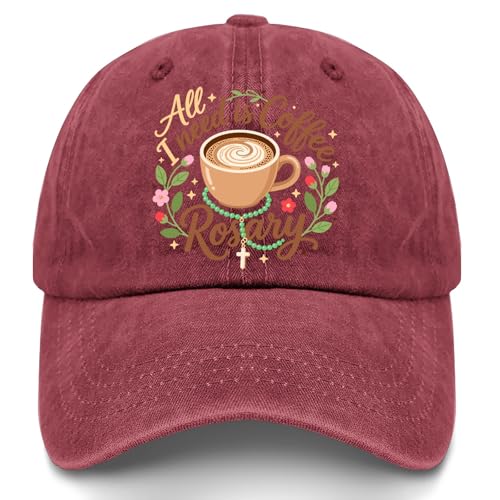 All I Needs is Coffee and A Rosary Hats for Mens Fashion Washed Distressed