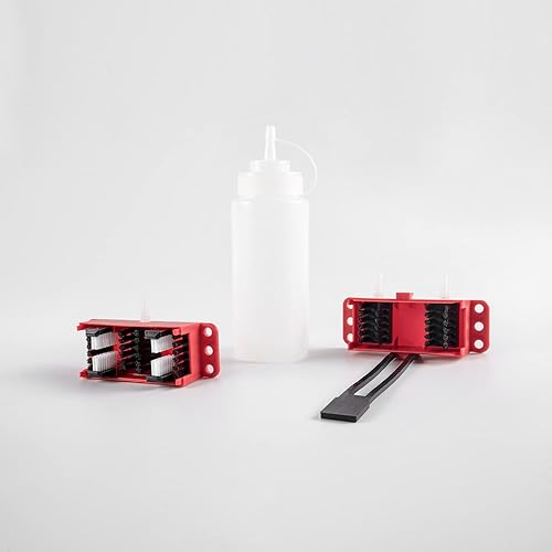 Miniatura 3 de Lorababer Kit de máquina de limpieza de cadenas de motocicleta, cubiertas limpiadoras de cepillos, dispositivo lubricante, accesorio de lubricación,