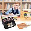 MNSRUU Big Pencil Pen Case, Pencil Bag Cute Doodle Space Aesthetic Pencil Case Organizer Markers Pencil Box Pencil Pouch for Girls Boys Adults
