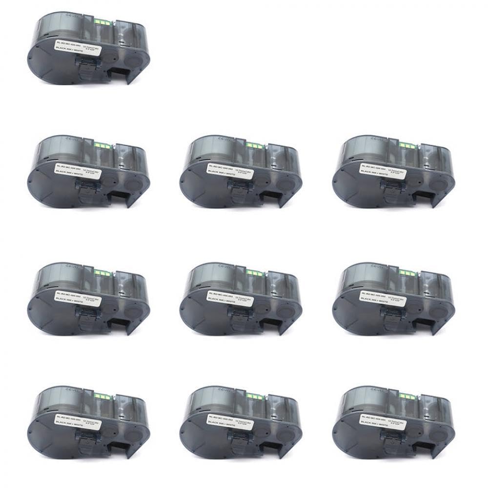 25.4mmx7.6m Etichetta autoadesiva Nera su Bianco Compatibile con Varie stampanti tra Cui Brady BMP-41 BMP-51 BMP-53-PC Legato(10pcs MC-1000-595)