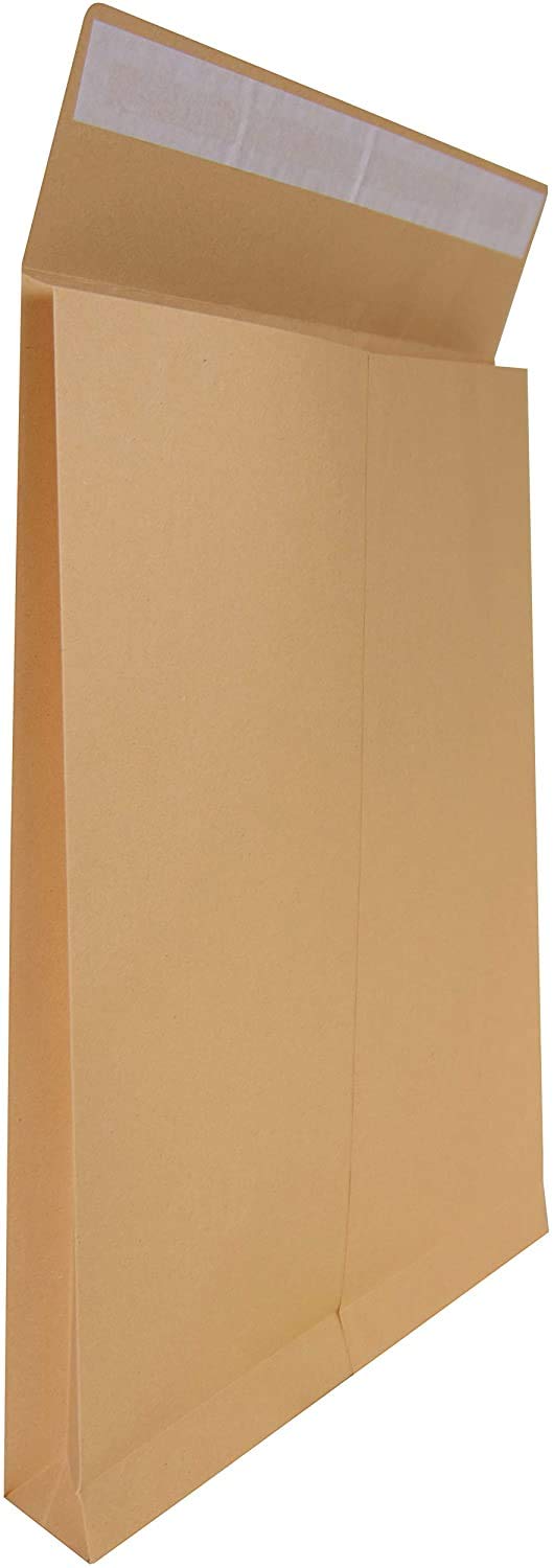 Idena 346096 - Faltentasche B4 haftklebend ohne Fenster, 4 cm Boden, 50 Stück, braun