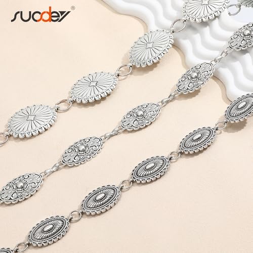 Image of SUOSDEY Metal Body Chain Women Belly Waist Chain Fashion Body Jewelry Link Belts, M: Fit for Waist up to 38 inches, Metal
