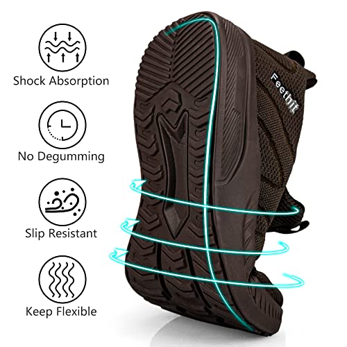 Image of Feethit Mens Non Slip Walking Sneakers Athletic Gym Tennis Running Shoes | Slip on Shoes,Lightweight,Breathable,Comfortable Workout Sneakers,For Daily Activities