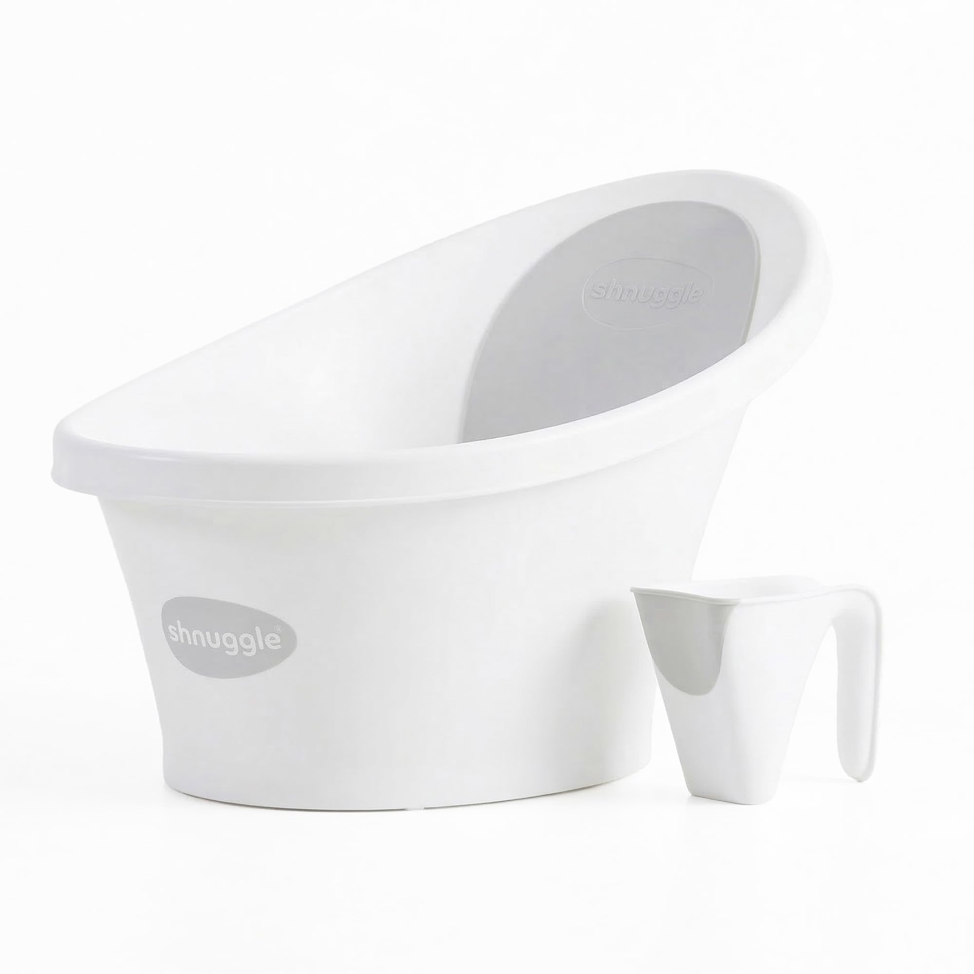 Shnuggle Newborn Bath Essentials Bundle Baby Bath with Support Bump and Soft Backrest Rinse Jug Safe Gentle and