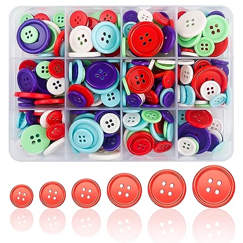 340 Bottoni Colorati In Resina - 5 Colori, 10-23mm - Con Scatola Per Cucito E DIY - Foto 4