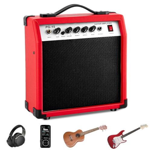 ZUSZOX Amplificador de Guitarra Eléctrica, 6.5'' Acústica Portátil con Entrada de Micrófono,...