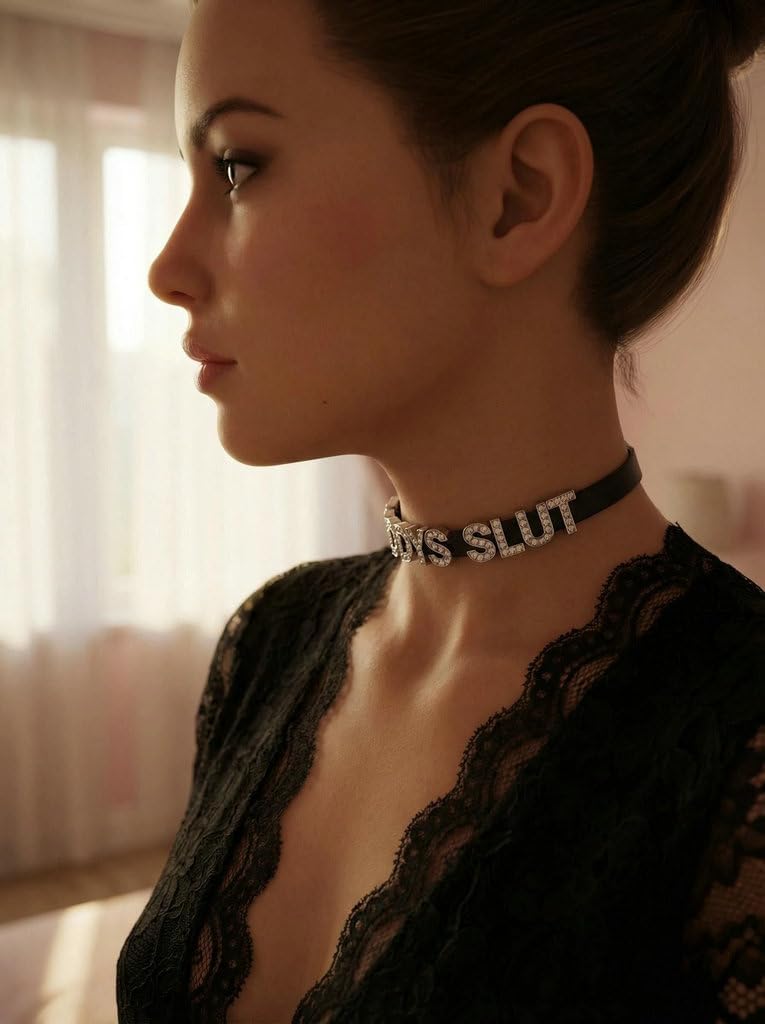 3PCS Sexy Adult Play Choker Necklaces, Daddy's DDLG Bedroom Game Outfits Collar for Couples Lover Hotwife, Brat Goodgirl Black PU Dad's Toys Lingerie Accessories Jewelry