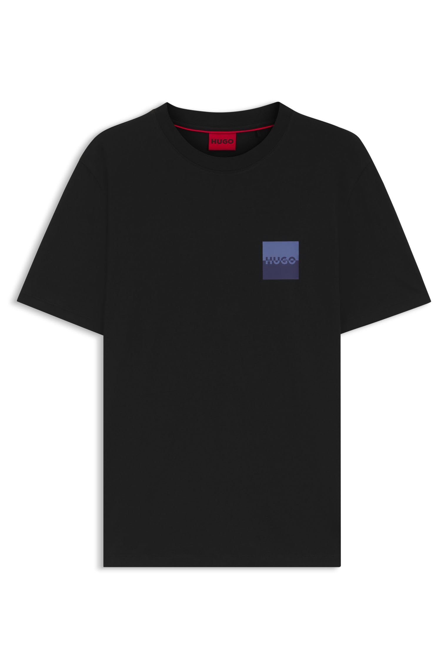HUGO Mens Dapusi Cotton-Jersey T-Shirt with Split-Logo Print Black