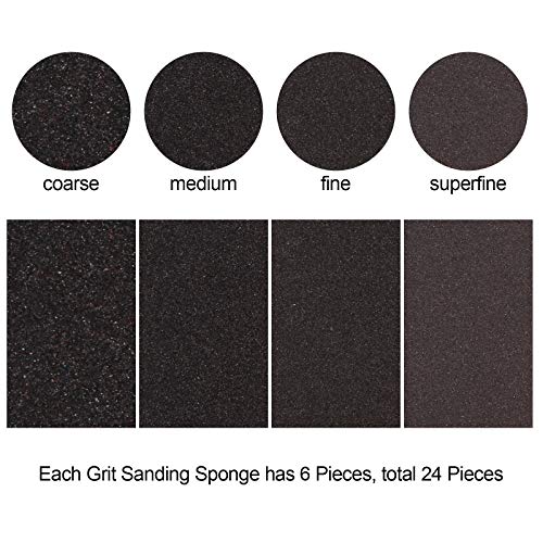 24 Pack Sanding Sponge Blocks Wet And Dry Sanding Block Coarse Medium Fine Superfine 4 Different Specifications, Washable And Reusable Sand Sponge Kit For Drywall, Metal, Wood #TOP2