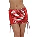 TiaoBug Womens Shiny Metallic Pleated Clubwear Party Mini Skirt With Inside Panty Red