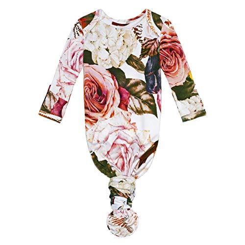 Posh Peanut Baby Soft Gown for Girls - Viscose from Bamboo Infant Layette Swaddle Wear - 0-3 months - Black Rose
