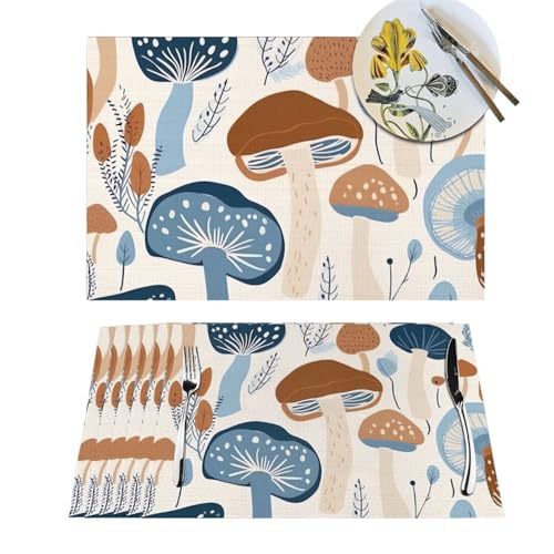 Sets de table lavables lot de 6 motif champignon pour protéger votre table