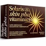 Integratore Abbronzatura SOLARIS con Beta-Carotene, Collagene e Acido Ialuronico – Con Vitamina E, Rame, Selenio e Licopene – Normale Pigmentazione della Pelle – 120 Compresse Scorta 4 Mesi Vitaminact