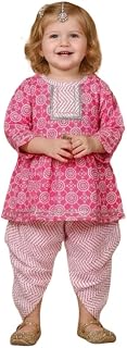 A.T.U.N. (ALL THINGS UBER NICE) Girls 100% Cotton Printed Kurti with Dhoti Style Bottom Set | Soft Handblock Inspired Ethn... Price In India