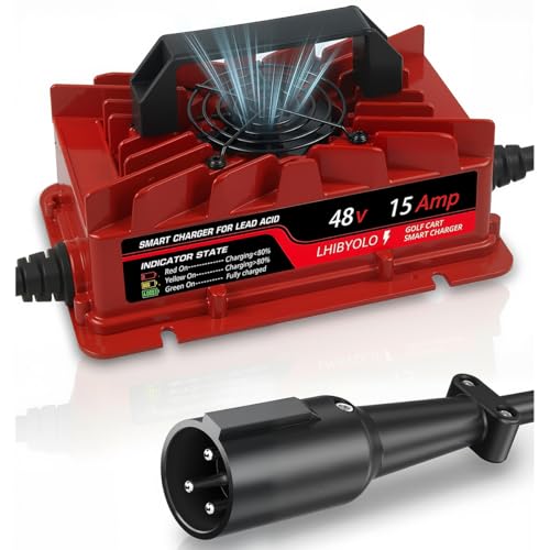 LHIBYOLO 48V Golf Carts Battery Charger for 15 AMP EZGO
