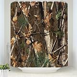 GOOESING Shower Curtain Set, Camo Tree Vintage Old Forest Camouflage Art