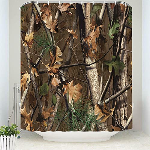 Gooesing Shower Curtain Set, Camo Tree Vintage Old Forest Camouflage Art #TOP15