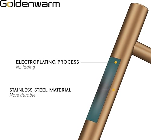 Miniatura 3 de goldenwarm Paquete de 25 tiradores de bronce champán para gabinetes, manijas de gabinete doradas de 5 pulgadas (5.039 in), tiradores de cajones de