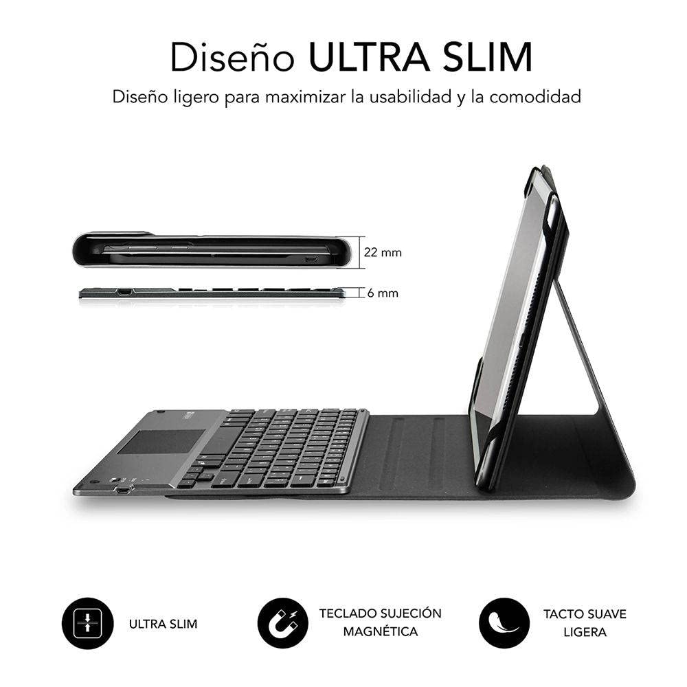 Funda con Teclado Subblim Keytab Pro Bluetooth Touchpad para Tablets de 9.6"-10.8"/ Negra