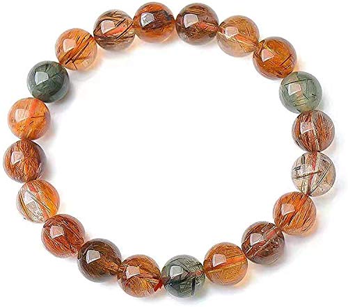 Quartz rutilé naturel bracelet perles cristal rondes stretch femme 7-14mm