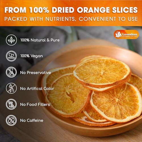 Image of Lavendium, Premium 6oz Dried Orange Slices, 100% Natural & Pure, No Additives or Preservatives, Non-GMO, Plant-Based & Vegan, Perfect for Tea, Cocktails, Baking, Holiday Decorations & Crafts