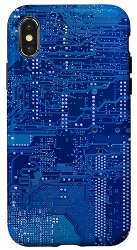 iPhone X/XS Motherboard Microchip Circuit Blue IT Computer Background Case
