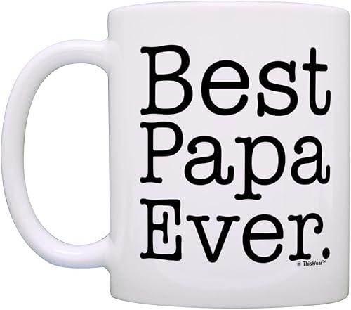 Miniatura 3 de ThisWear Regalo del Día del Padre Best Papa Ever Regalo de cumpleaños 11oz Taza de café de cerámica Taza de té blanca