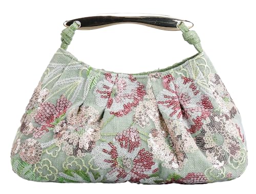 Straw Clutch Purses for Women Summer Clutch Sequin Floral Evening Bag Chic Embroidered Beaded Top Handle Purse 2025