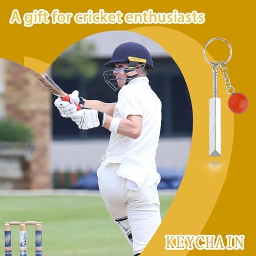 Red 3D Cricket Keychain for Boys Girls Cricketer Coach Leader Sports Gifts Keychains for Cricket Fans Lovers Christmas Birthday Gifts for Men Women Cricket Bat and Ball Keychains Keyrings