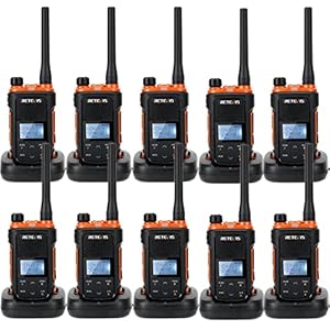 Retevis RB627B Walkie Talkies Ricaricabile, Walkie Talkie PMR446 Licenza-libera 16 Canali, VOX, Torcia a LED, CTCSS/DCS, Display LCD, Allarme di Emergenza, Walkie Talkie Ristorante (10 Pezzi, Nero)