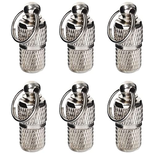 AMATHINGS Adressanhänger Hund (2 cm Länge – 6 Stück – Silber) – Halsband Anhänger für Haustiere mit Zettel zum Beschriften – Wasserdichte Anhänger Hundehalsband mit Schraubverschluss