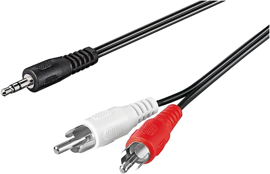 Câble Audio Jack 3.5mm Vers RCA - 1.5m - Goobay - Connexion Stéréo Pour Smartphone, TV, Ampli - Noir