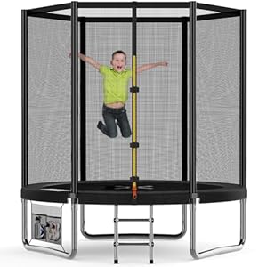 Devoko Trampolin Outdoor Ø 183/228/305/366/427 cm Indoor Trampolin Kinder Gartentrampoline, Komplettset mit Schuhnetz, Leiter, Randabdeckung, Sicherheitsnetz, Belastbarkeit 50 kg (Schwarz)