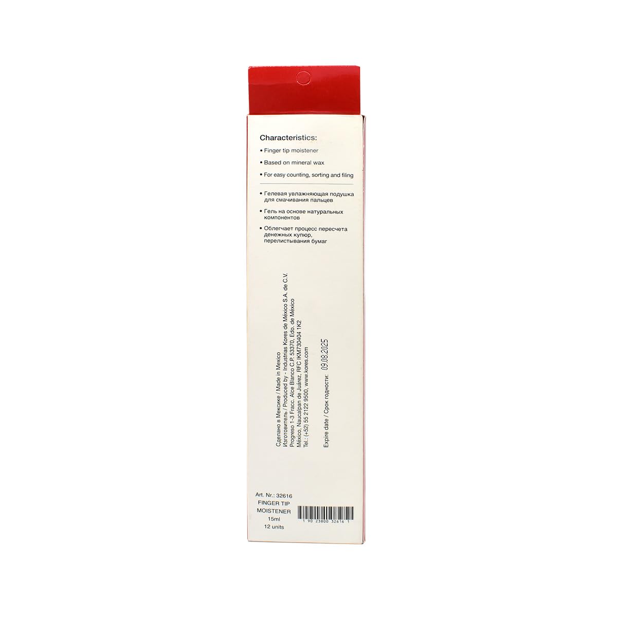 Kores - Hidratante para la punta de los dedos para contar, clasificar y clasificar, antibacteriano y no tóxico, práctico dispensador de plástico, paquete de 1 x 15 ml