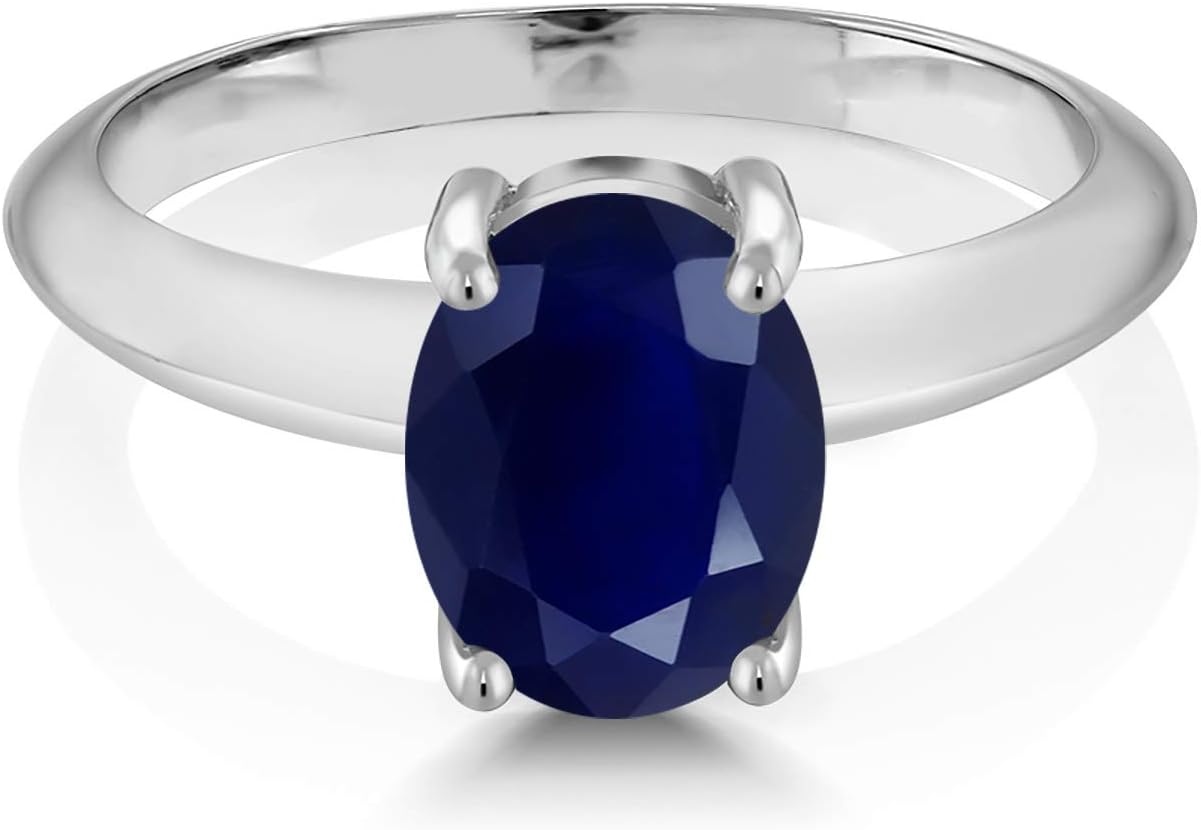 Gem Stone King Oval Solitaire Engagement Ring for Women | 925 Sterling Silver | Oval 9X7MM | Gemstone Birthstone | Wedding Engagement Anniversary Promise Ring for Women | Size 5-9