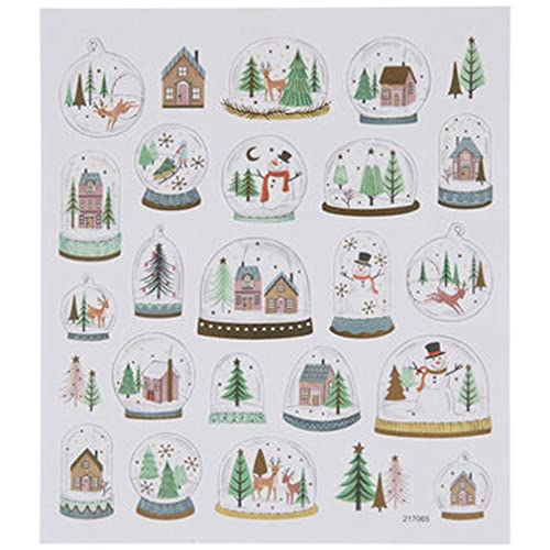 Christmas Snow Globe Stickers - Foil Adhesive Decals for Crafts