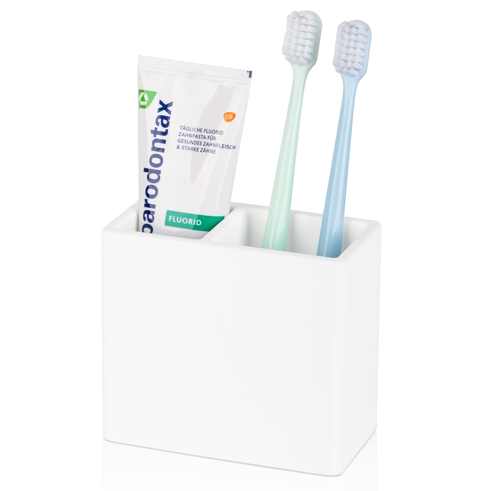 Diatomit Zahnbürstenhalter mit 2 Schlitzen, Zahnbürstenhalter für Badezimmer, Kinder, elektrische Zahnbürste und Zahnpasta, Organizer für Arbeitsplatte, Dusche, Schminktisch, Weiß