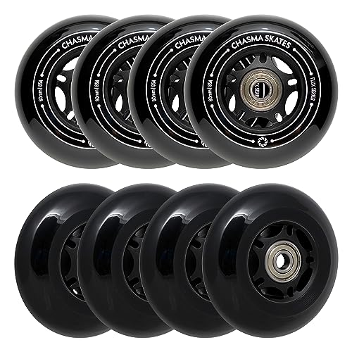 Chasma Skates Flux 2 80mm Inline Skate Wheels 85A for Asphalt Inline Skating or Outdoor/Indoor Roller Hockey, Replacement Skate Wheels, 8 Pack with Bearings
