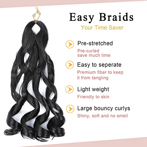 2 Packs French Curly Braiding Hair, Perience 16Inch Bouncy Braiding Hair Pre Stretched, Easy Braid French Curl Braids, Lightweight Synthetic Wavy Hair Extensions For Braids #TOP4
