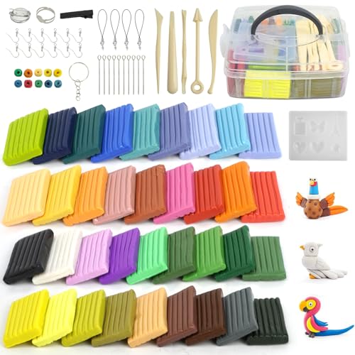 Juego de pasta de modelado de 36 colores para horno, bloque de arcilla polimérica, arcilla polimérica suave con herramientas, accesorios, manual de usuario (idioma español no garantizado), caja de