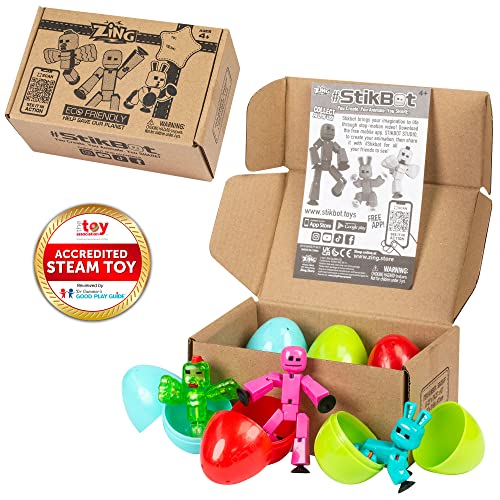 Zing Stikbot 6 Pack Blind Pack, Set Of 6 Mystery Color Stikbot Collectable Action Figures, Includes 2 Stikbots, 2 Bunnies, And 2 Chickens, Create Stop Motion Animation, For Kids Ages 4 And Up #TOP5