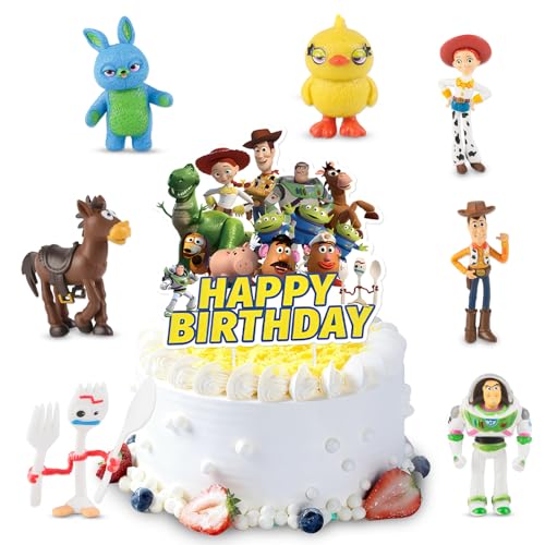 8Pcs Story Mini Figures Set Cake Toppers Cupcake Toppers Party Decorations Supplies Cartoon Theme Party Favors Birthday Gift Desk Decor for Boys Grils Kids Toy Lovers
