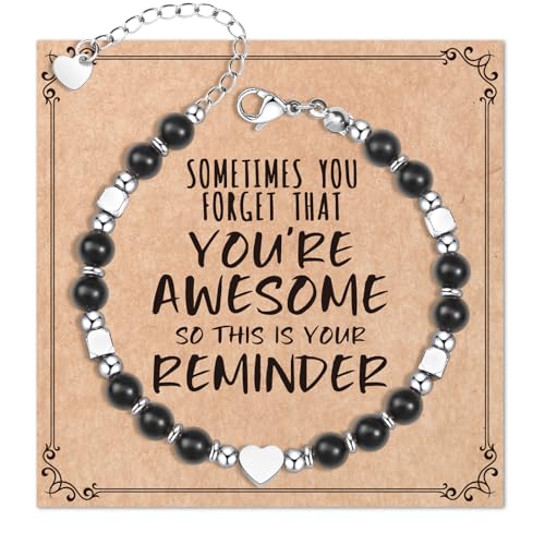 Image of Desimtion Healing Natural Stone Bracelets for Women Girls, Sometimes You Forget You're Awesome -Christmas Gifts for Women Teen Girls, Best Friend Birthday Gifts for Women Friendship Bracelets