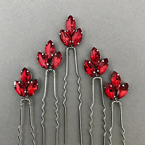 Épingles à cheveux cristal mariée rouge strass pour accessoires de coiffure de soirée