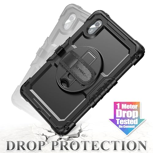 Image of SEYMAC stock Tablet Case for Lenovo Idea Tab 11'' / M11 (TB336FU /TB330FU) 11 inch Drop-Proof Protection Cover with 360 Rotate Stand & Strap [Pen Holder] & Screen Protector 2025 /2024, Black